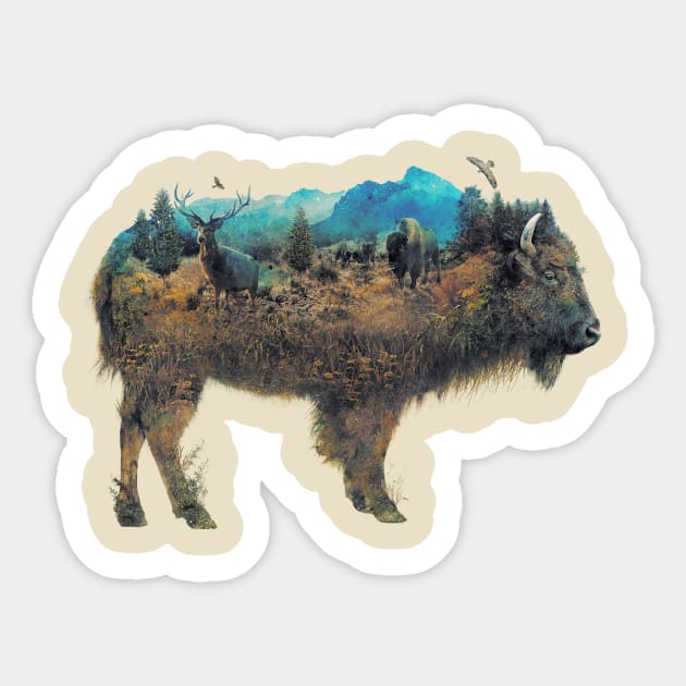Buffalo Bison Surrealism Sticker by barrettbiggers
